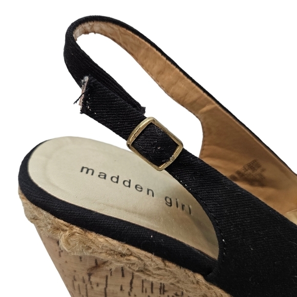 Madden Girl Elivia Peep Toe Slingback Cork Wedge Espadrille Women's Size 8.5 - Picture 6 of 14